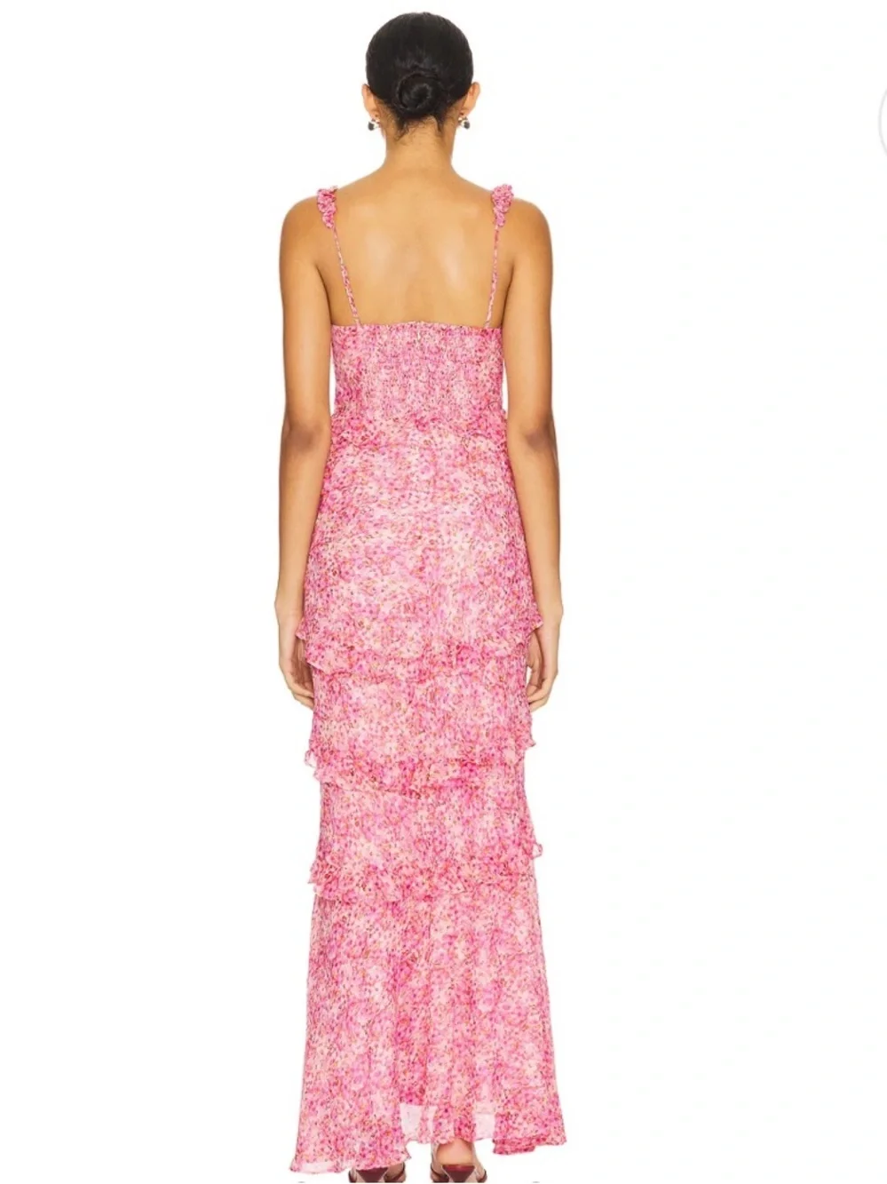 Astr Pink Floral Tiered Maxi Dress - Picture 3 of 4